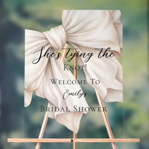 Cute Bow She's Tying the Knot Bridal Shower Acrylic Sign