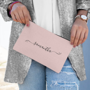 Cute Bow Signature Name Blush Accessory Pouch