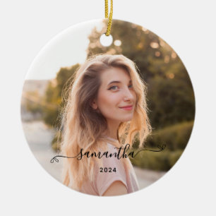 Cute Bow Signature Name Ceramic Tree Decoration