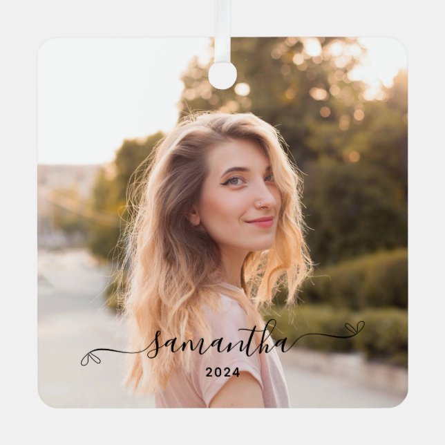 Cute Bow Signature Name Metal Tree Decoration (Front)