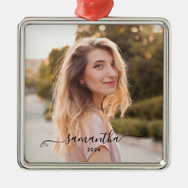 Cute Bow Signature Name Metal Tree Decoration (Front)