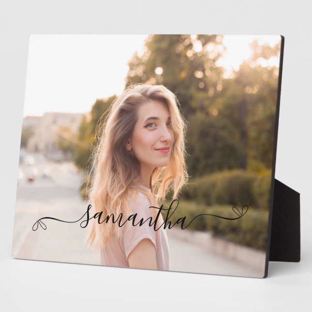 Cute Bow Signature Name Photo Plaque (Side)