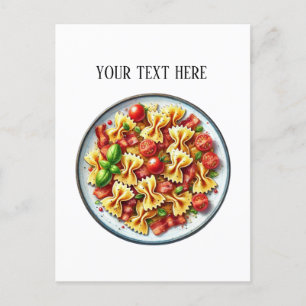 Cute bow tie pasta add text postcard