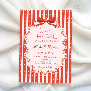 Cute bow vintage wedding save the date