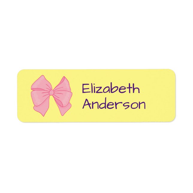 Cute Bow Yellow Pink and Royal Purple Girl's Name (Front)