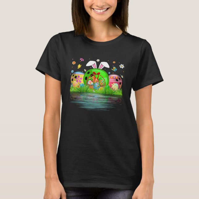 Cute Bowling Ball Egg & Bunny Ears Happy Easter Da T-Shirt (Front)