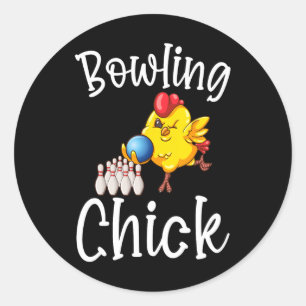 Cute Bowling Chick Funny Bowler Bowl Game Enthusia Classic Round Sticker