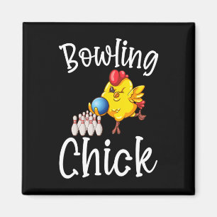Cute Bowling Chick Funny Bowler Bowl Game Enthusia Magnet