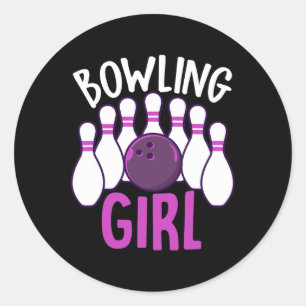 Cute Bowling Girl Funny Bowler Enthusiast Outfit W Classic Round Sticker