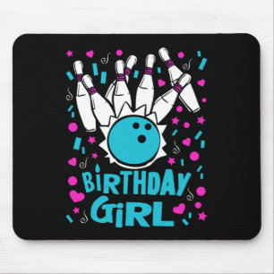Cute Bowling Party Birthday Girl Kids Pins Bowler Mouse Mat