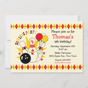 Cute Bowling Pin Birthday Invitation