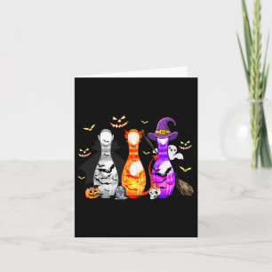Cute Bowling Pin Halloween Spooky Costume Card