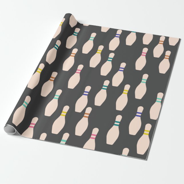 Cute Bowling Pins Wrapping Paper (Unrolled)