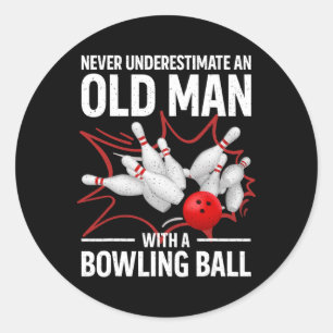 Cute Bowling Women Men Grandpa Bowler Team Bowlin  Classic Round Sticker
