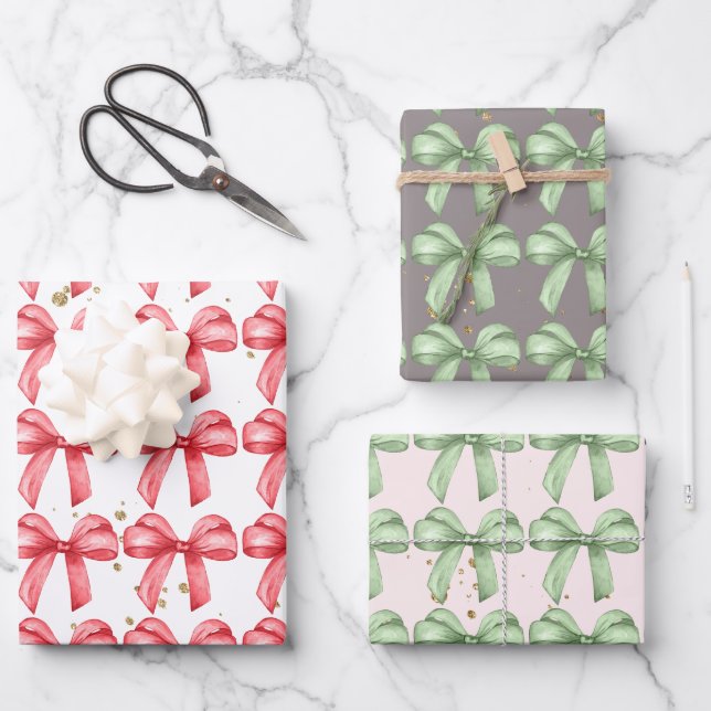 Cute bows wrapping paper. Gift wrapping.  Wrapping Paper Sheet (Front)