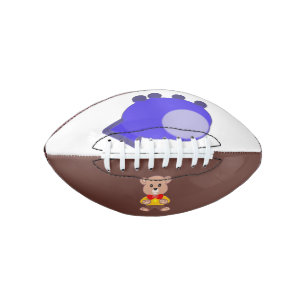 Cute Bowtie Teddy Bear Blue Spaceship American Football