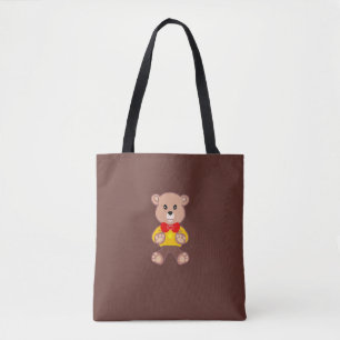 Cute Bowtie Teddy Bear Blue Spaceship Tote Bag