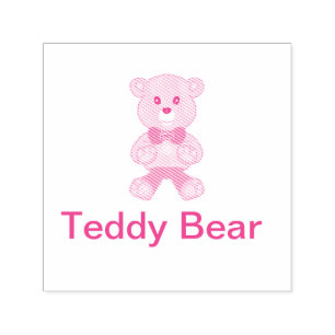 Cute Bowtie Teddy Bear Self Inking Rubber Stamp