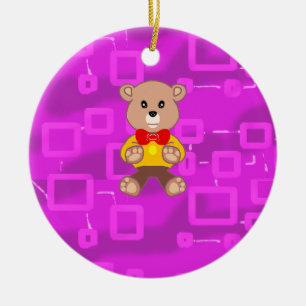 Cute Bowtie Teddy Bear  Spaceship  Ceramic Tree Decoration