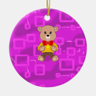 Cute Bowtie Teddy Bear  Spaceship  Ceramic Tree Decoration