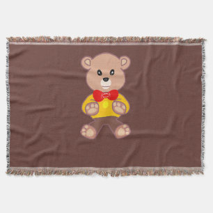 Cute Bowtie Teddy Bear Throw Blanket