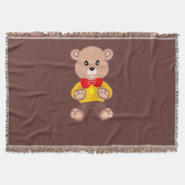 Cute Bowtie Teddy Bear  Throw Blanket (Front)