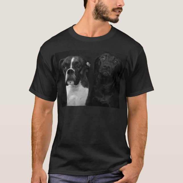Cute Boxer and Black Lab T-Shirt (Front)