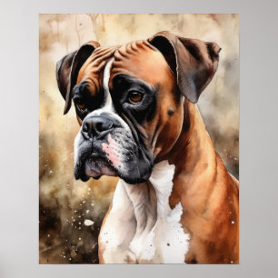 Cute Boxer Dog Art Print Poster