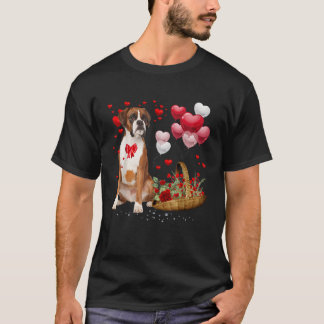 Cute Boxer Dog Balloon Heart Valentines Day Valent T-Shirt