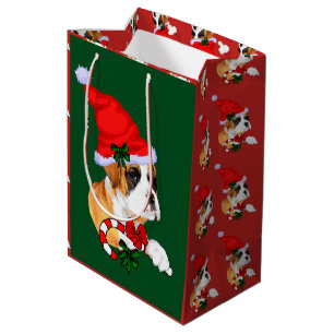 Cute Boxer Dog Christmas Merry Medium Gift Bag