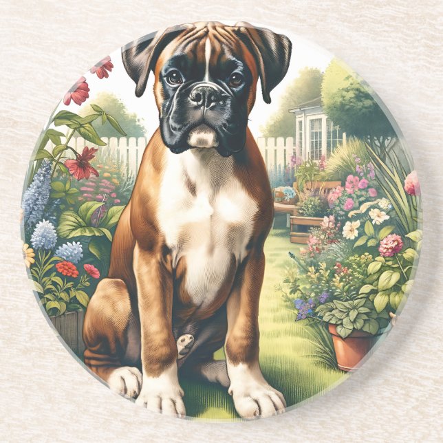 Cute Boxer Dog Coaster (Front)