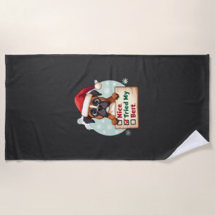 Cute Boxer dog Dog Christmas Nice Tried my Best ( Beach Towel