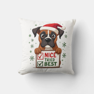 Cute Boxer dog Dog Christmas Nice Tried my Best ( Cushion