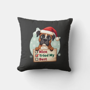 Cute Boxer dog Dog Christmas Nice Tried my Best ( Cushion