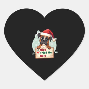 Cute Boxer dog Dog Christmas Nice Tried my Best ( Heart Sticker