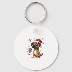 Cute Boxer dog Dog Christmas Nice Tried my Best  ( Key Ring