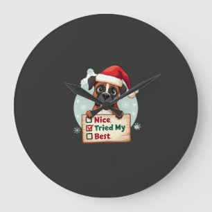 Cute Boxer dog Dog Christmas Nice Tried my Best ( Large Clock