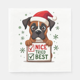 Cute Boxer dog Dog Christmas Nice Tried my Best ( Napkin