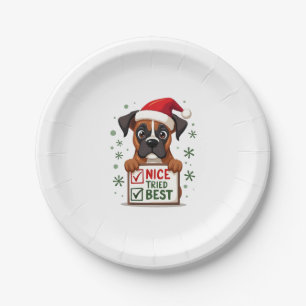 Cute Boxer dog Dog Christmas Nice Tried my Best  ( Paper Plate