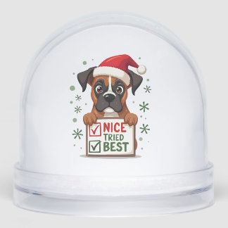Cute Boxer dog Dog Christmas Nice Tried my Best  ( Snowglobe