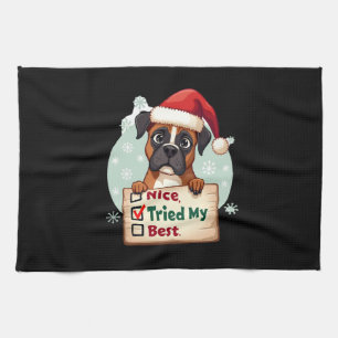 Cute Boxer dog Dog Christmas Nice Tried my Best  ( Tea Towel