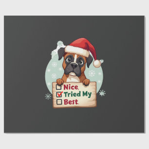 Cute Boxer dog Dog Christmas Nice Tried my Best ( Wrapping Paper