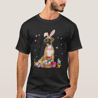 Cute Boxer Dog Easter Day Bunny Eggs Easter Costum T-Shirt