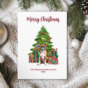 Cute Boxer Dog Family Christmas Holiday Card
