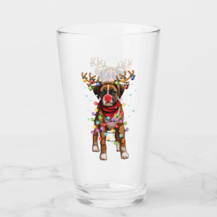 Cute Boxer Dog Funny Christmas Holiday Gifts Glass