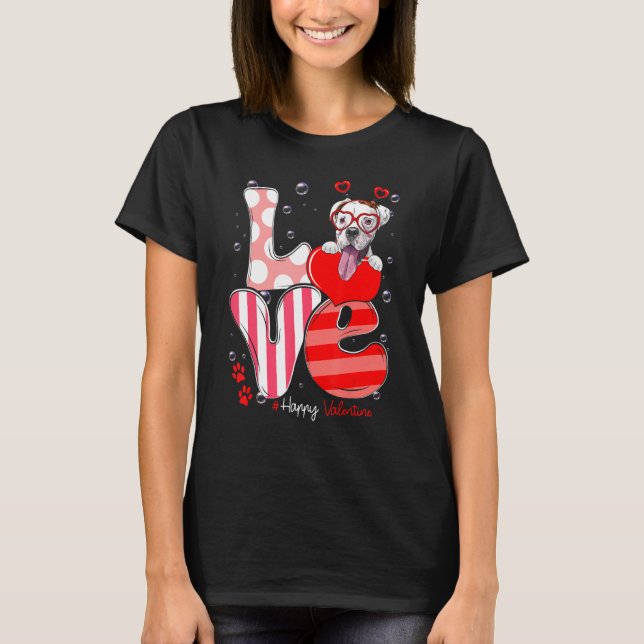 Cute Boxer Dog Love Valentine Puppy T-Shirt (Front)