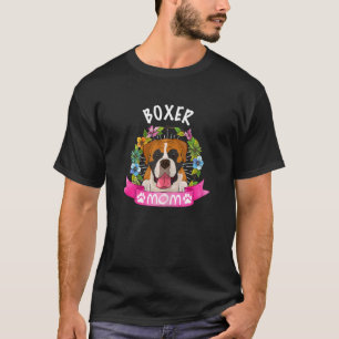 Cute Boxer Dog Mum Flower Puppy Dogs T-Shirt