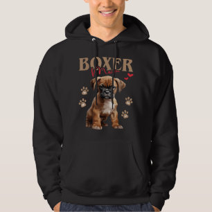 Cute Boxer Dog Puppy Boxer Mum Paws And Hearts Dog Hoodie