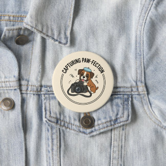 Cute Boxer Dog Taking Photos Blue Hat Accessory 7.5 Cm Round Badge