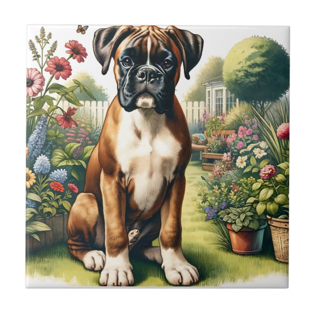 Cute Boxer Dog Tile (Front)